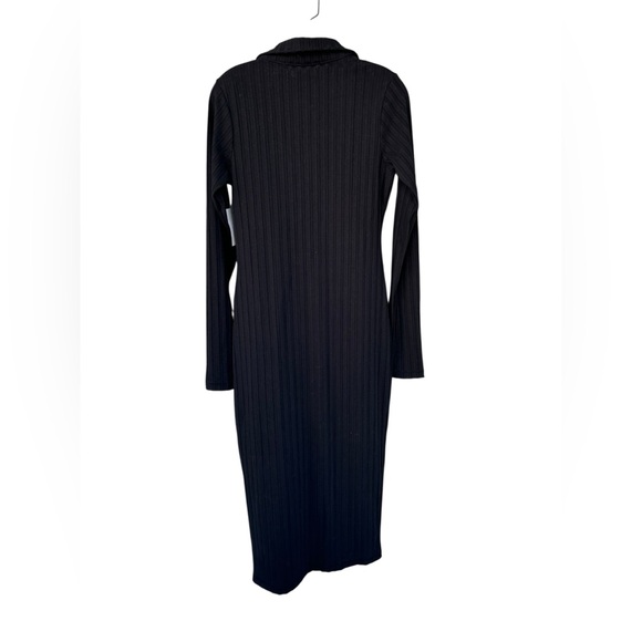 NWT Good American Wide Ribbed Button Down Midi Dress - Black - Size Large - Picture 6 of 10